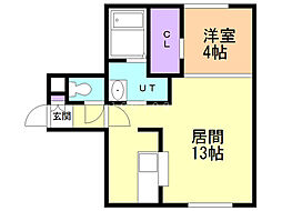 ルソレイユドゥマルヤマ 1LDKの間取図画像