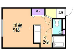 ル・ノール〔1〕南参道 1Kの間取図画像