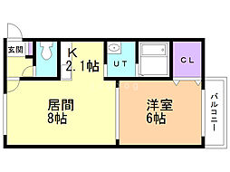 アトリア南6条 1LDKの間取図画像