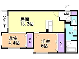 ヴォヤージュ円山 2LDKの間取図画像