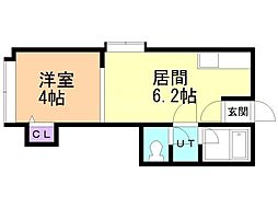 パセリーナ円山B 1DKの間取図画像