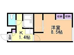 レオパレス茜 1Kの間取図画像