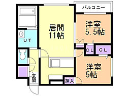クレマティス円山 2LDKの間取図画像
