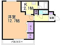 モデュロール南円山 1Kの間取図画像