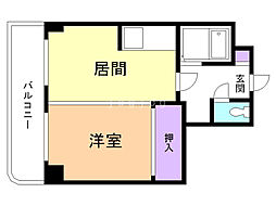 GRANDVIEW中島公園 1DKの間取図画像