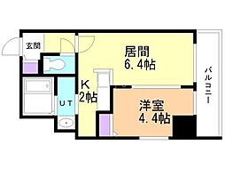 グランカーサ南6条 1LDKの間取図画像