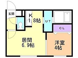 アクアオーパス 1LDKの間取図画像