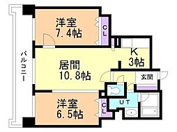 RESIDIA円山北五条 2LDKの間取図画像