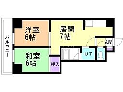 ラフォーレ山鼻 2DKの間取図画像