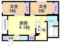 グランメールKM 2LDKの間取図画像