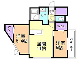 ノブレッセ札幌南6条 2LDKの間取図画像