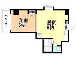 クリスタルファイブ 1LDKの間取図画像