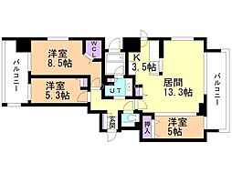 円山ザ・レジデンス 3LDKの間取図画像