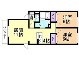 アーク円山公園 2LDKの間取図画像
