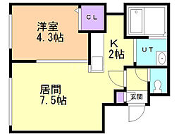 エルフトゥーロ 1LDKの間取図画像