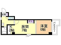 ナムズビル 1LDKの間取図画像