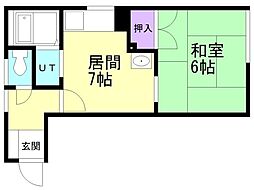 はるみマンション 1DKの間取図画像