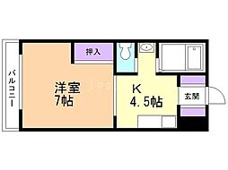 内山マンション 1DKの間取図画像