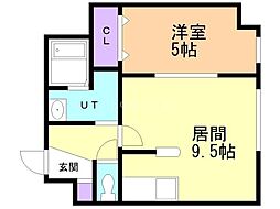 パークヒルズ北円山 1LDKの間取図画像
