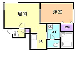 アグレアーブル南6条 1LDKの間取図画像