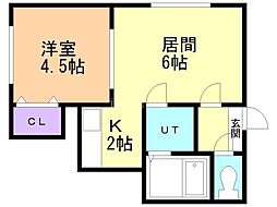 ロージェ・ブルー 1LDKの間取図画像