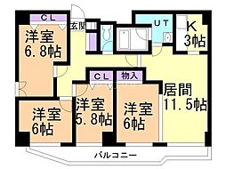 Gufo伏見 4LDKの間取図画像