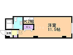 ロムペリィビル 1Kの間取図画像
