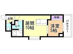 パティーナ東大通 1LDKの間取図画像
