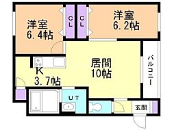 グランメール円山 2LDKの間取図画像