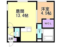 POEM南8条 1LDKの間取図画像