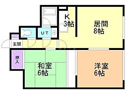 ウエスト12 2LDKの間取図画像