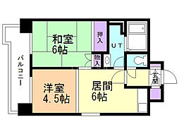 アームズ美術館通 2DKの間取図画像