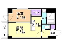 S-RESIDENCE近代美術館前 1LDKの間取図画像