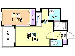 グランパラディーゾ 1LDKの間取図画像