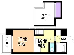 AMS7円山 1DKの間取図画像