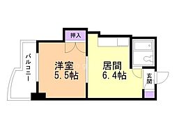 サウスフォー1 1DKの間取図画像