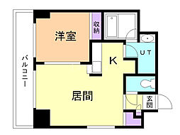 セントポーリア旭山公園通 1DKの間取図画像