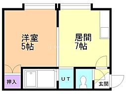 シングルコート宮の森 1DKの間取図画像