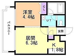 NorthPoints北円山 1LDKの間取図画像
