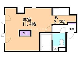 Cube17 1Kの間取図画像