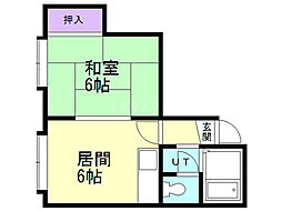 セピア八軒A 1DKの間取図画像