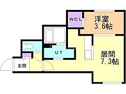 ハーネス南6条 1LDKの間取図画像