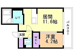 ステージ裏参道 1LDKの間取図画像