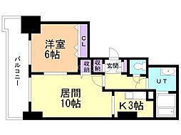 ティアラタワー中島倶楽部 1LDKの間取図画像