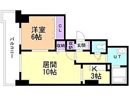 ティアラタワー中島倶楽部 1LDKの間取図画像