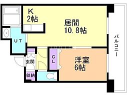 ティアラタワー中島倶楽部 1LDKの間取図画像
