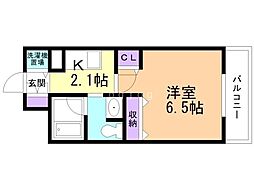 シティーコート北1条 1Kの間取図画像