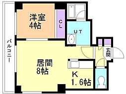 カサブランカ参番館 1LDKの間取図画像