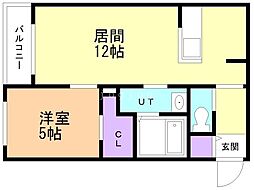 J・Gate近代美術館 1LDKの間取図画像