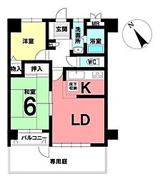 トリーハイツ矢作 2LDKの間取図画像